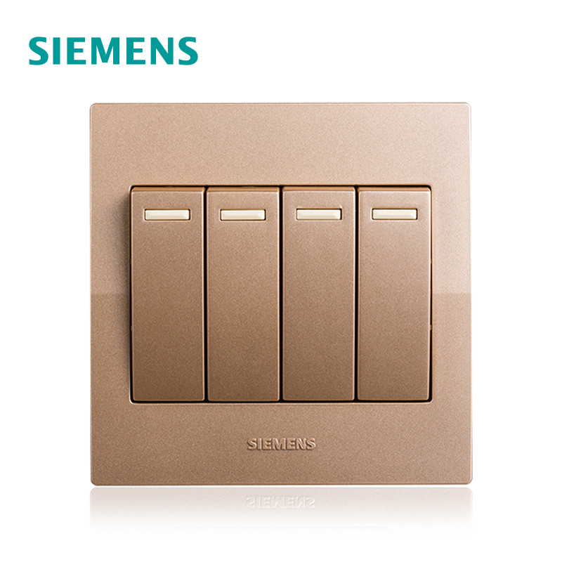 西门子（SIEMENS）开关电源插座面板悦动香槟金五孔USB一开带16A空调86型家用墙壁 四开双控带荧光 悦动香槟金系列