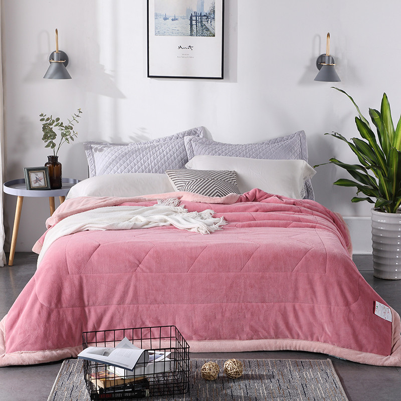 唛乐斯Mallas毛毯子 2018新款双面牛奶绒夹棉盖毯被 5.8斤加厚保暖四季可用 2.0*2.3m 豆沙色