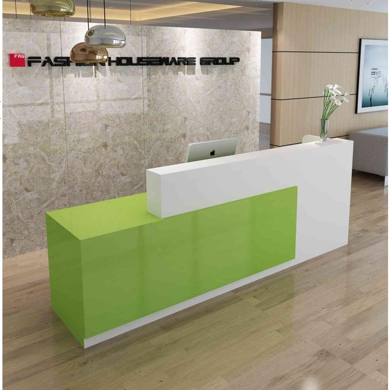 前台接待台吧台咨询台烤漆前台桌简约现代收银台美容院吧台桌柜台_468_282 绿色哑光左高_200x60x100cm