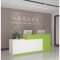 前台接待台简约现代时尚超市收银台迎宾吧台桌大气烤漆转角柜台桌_33_229 哑光绿配白左高_260x60x100cm