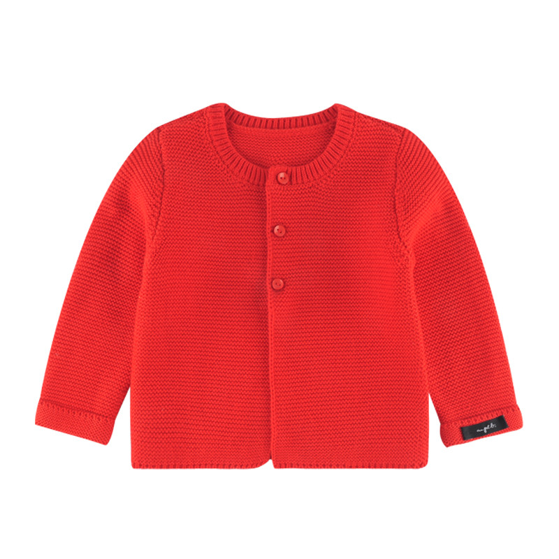 angeeb宝贝心语秋季新品宝宝针织衫儿童开衫女童毛衣 80cm 红色