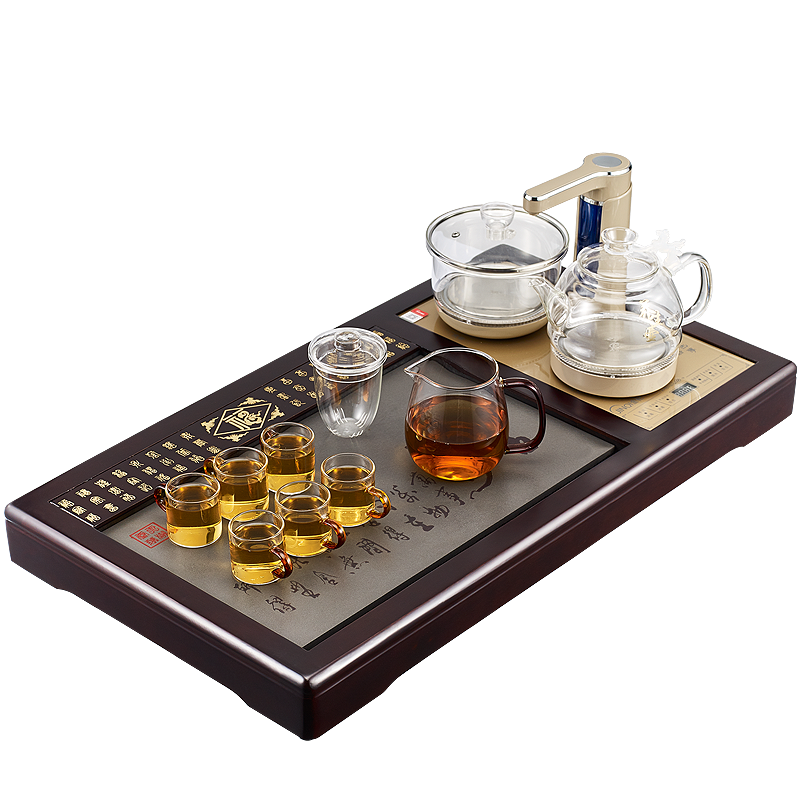 金杞（JINQI） 整套茶具全自动上水玻璃电热水壶耐热消毒烧水紫檀木宝马金自动断电茶具套装