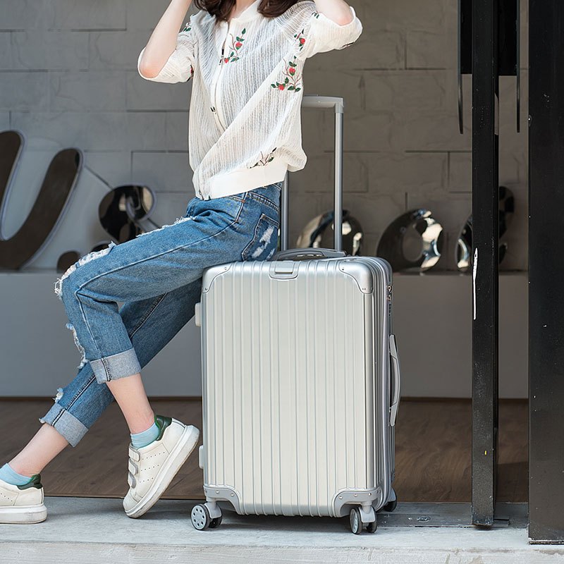 迷你登机箱18寸行李箱包女士24小型旅行箱子商务拉杆箱男20寸韩版_39 20寸 银色（豪华款）拉丝防刮