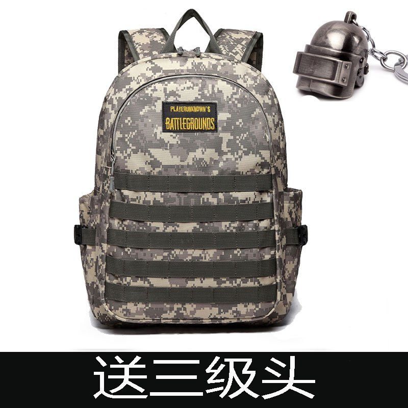 绝地求生时尚潮流同款吃鸡三级包3级电脑背包学生男士双肩书包男_22 荒漠迷彩小号送三级头
