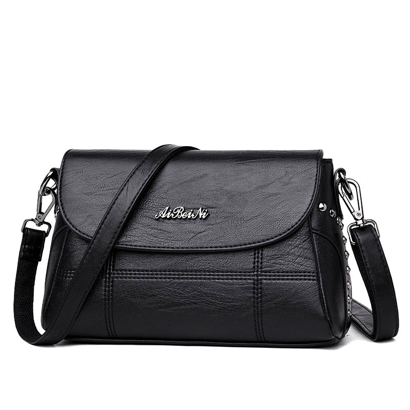 中年女包妈妈包2018新款时尚小包包百搭女士单肩包斜挎包软皮背包_13 黑色（8883）