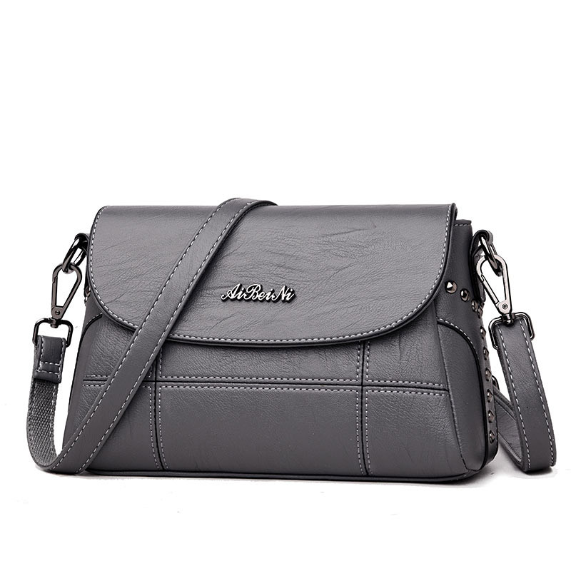 中年女包妈妈包2018新款时尚小包包百搭女士单肩包斜挎包软皮背包_13 灰色（8883）