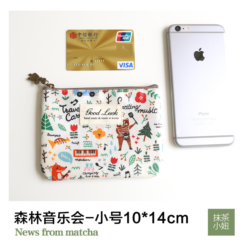 零钱包女可爱小清新迷你韩国防水手拿硬币包卡通小方包化妆小包_4 乳白色★森林音乐会小号