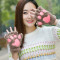 2018新熊掌暴爪手套秋冬女可爱卡通绣花猫爪半指加绒手套加厚保暖_2 c040全指灰色