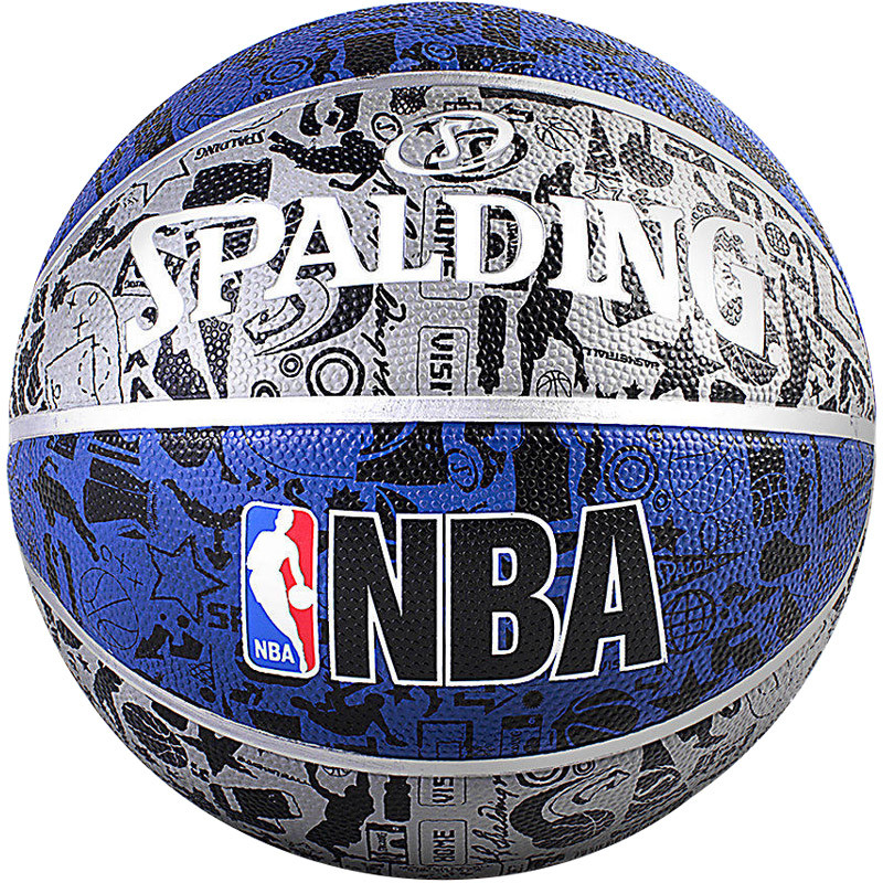 斯伯丁SPALDING篮球室外篮球83-176橡胶材质NBA涂鸦系列Blue耐磨7号标准篮球 个性涂鸦蓝灰色84-478