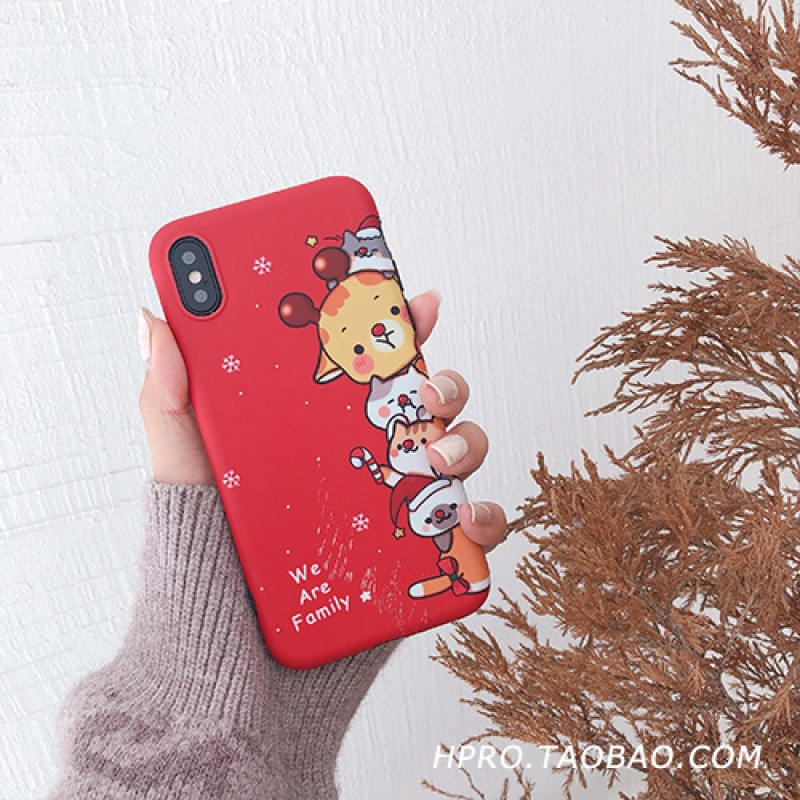 圣诞卡通6s苹果x手机壳XSMax/XR/iPhoneX/8plus/7p女款iphon iPhoneXR麋鹿猫咪
