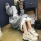 韩国东大2018秋冬新款假两件拼接卫衣裙宽松加绒中长款连衣裙女 均码 紫色