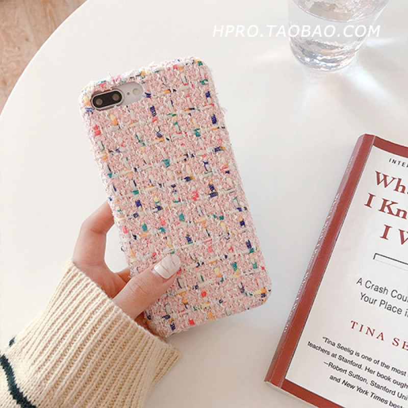 小香风毛呢6s苹果x手机壳XSMax/XR/iPhoneX/8plus/7p女款ipho iPhoneXR粉色