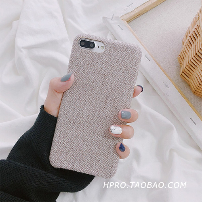 秋冬毛呢6s苹果x手机壳XSMax/XR/iPhoneX/8plus/7p女款iphon_9 6plus/6splus米色