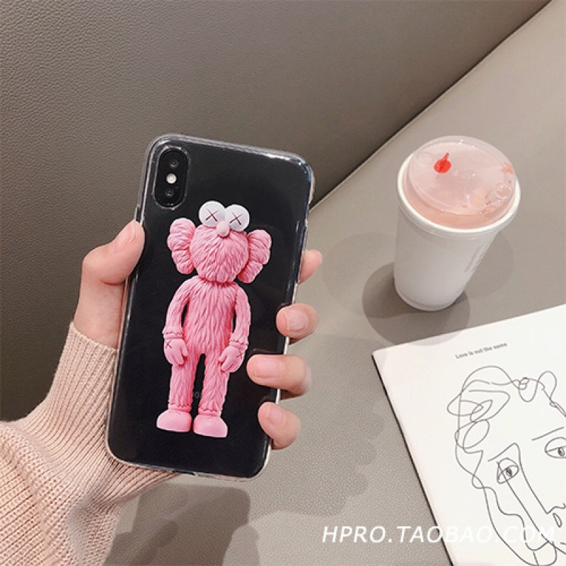 ins网红卡通6s苹果x手机壳XSMax/XR/iPhoneX/8plus/7女款iph 6plus/6splus粉色