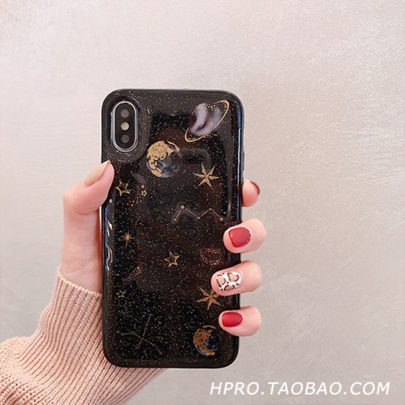 网红星空6s苹果x手机壳XSMax/XR/iPhoneX/8plus/7p女款iphon_1 iPhoneXSMax黑色