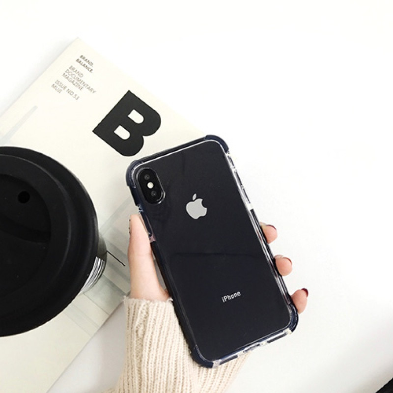 简约透明壳6s苹果x手机壳XSMax/XR/iPhoneX/8plus/7p女款ipho_6 7plus/8plus黑色
