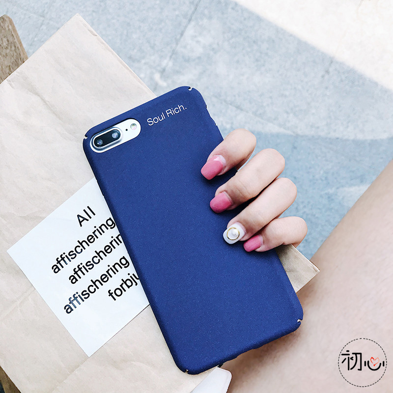 ins风宝蓝色简约iPhoneXS/8/7plus手机壳iPhoneX苹果纯色磨砂6s硬 6plus(大屏)蓝底纯色磨砂全包硬壳