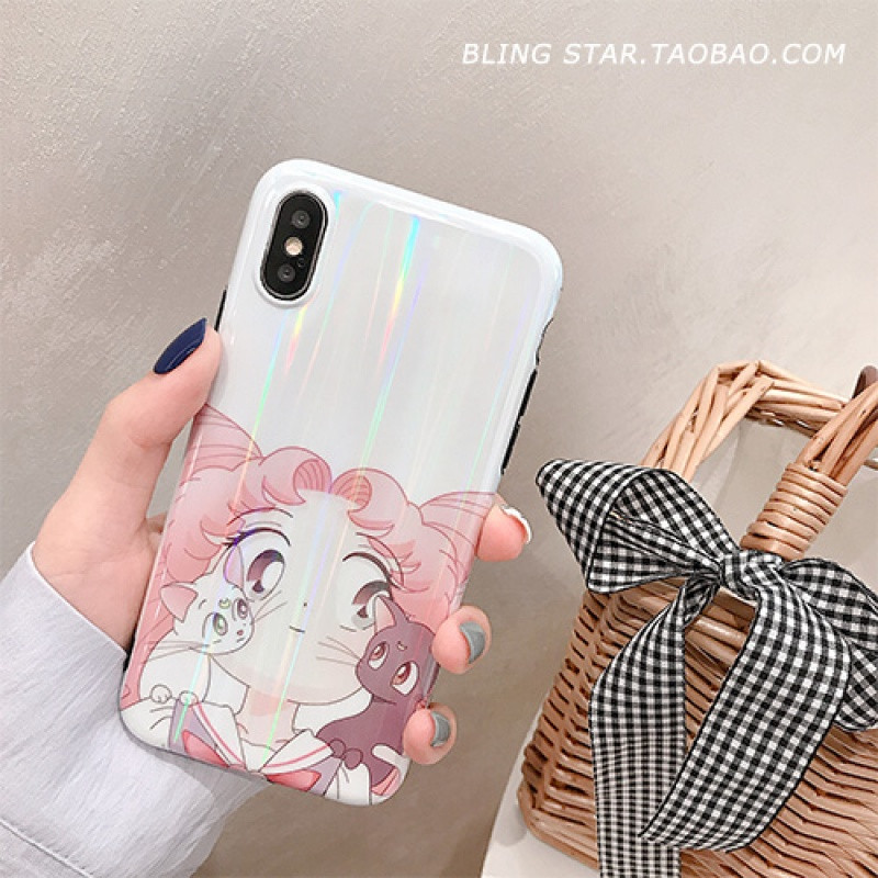 美少女猫咪XSMax/XR苹果X手机壳iPhoneX/6s/7p/8Plus女款ipho iPhoneX/XS白底