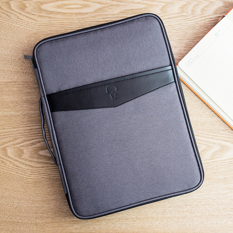 A4文件收纳包商务文件袋文件包资料袋帆布多功能包韩国多层男女_7 B款深灰色