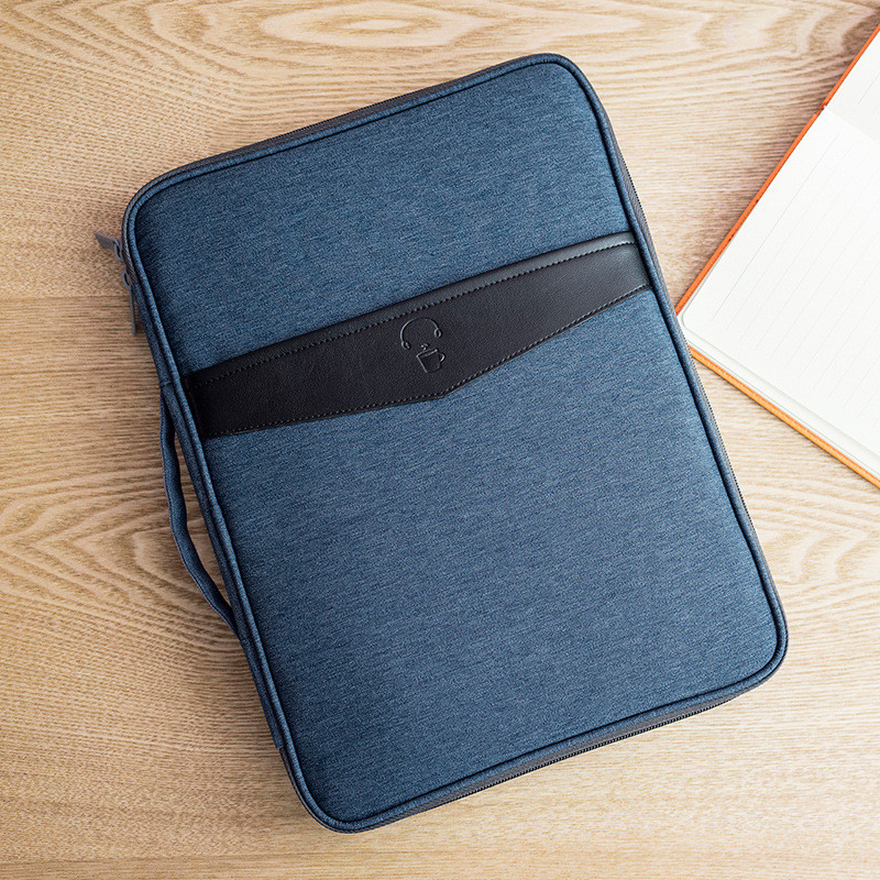 A4文件收纳包商务文件袋文件包资料袋帆布多功能包韩国多层男女_7 B款深蓝色