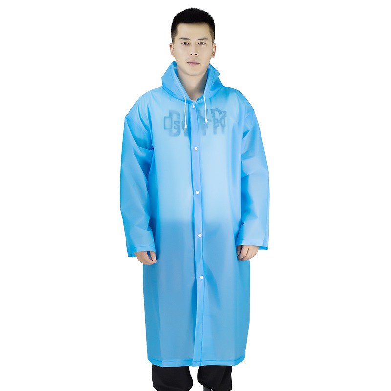 单人旅游透明雨衣成人徒步防水连体男女式户外长款雨披_1 纯-蓝色