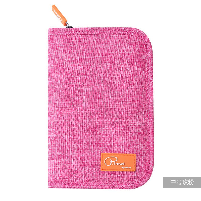 护照包机票护照夹可爱保护套旅行收纳包出国多功能袋包_7 中号玫粉
