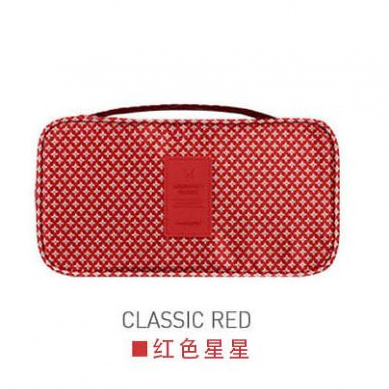 内衣收纳整理收纳袋衣服储物韩版便携旅行文胸包内裤防尘分格盒 三代/红色星星