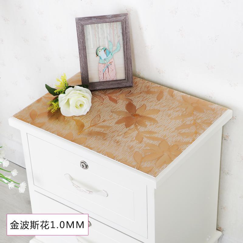 pvc防水免洗电视柜桌布塑料台布软玻璃桌垫床头柜盖布水晶板垫子_300_87 金波斯花_电视柜：50*180cm