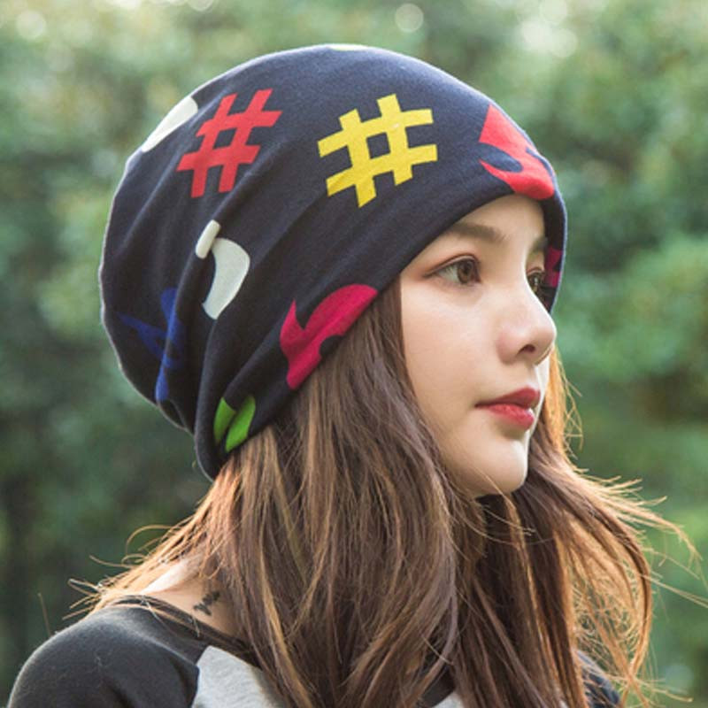 月子帽女秋冬产后双层加厚 保暖孕产妇帽 外出可爱韩版简约清新产妇帽子 藏青梵文