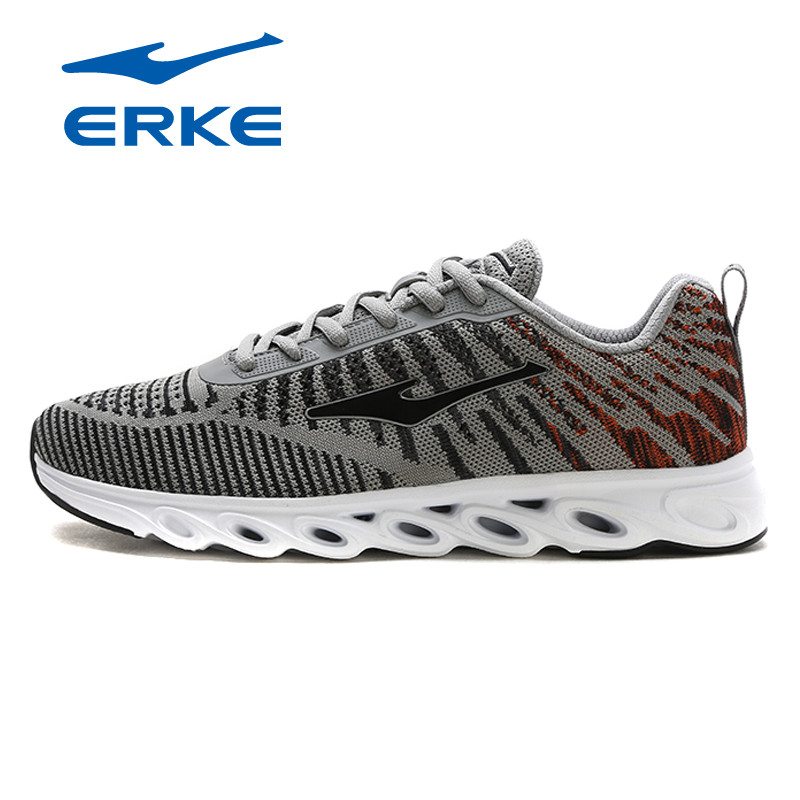 鸿星尔克（ERKE）男鞋跑步鞋新款运动鞋男轻便舒适休闲运动跑鞋51118214045 中灰/橙红色 40码