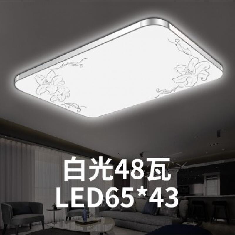 doxa灯饰现代简约led吸顶灯卧室大气长方形遥控客厅灯饰餐厅阳台过道灯具J_5_9 LED65*43白光48瓦