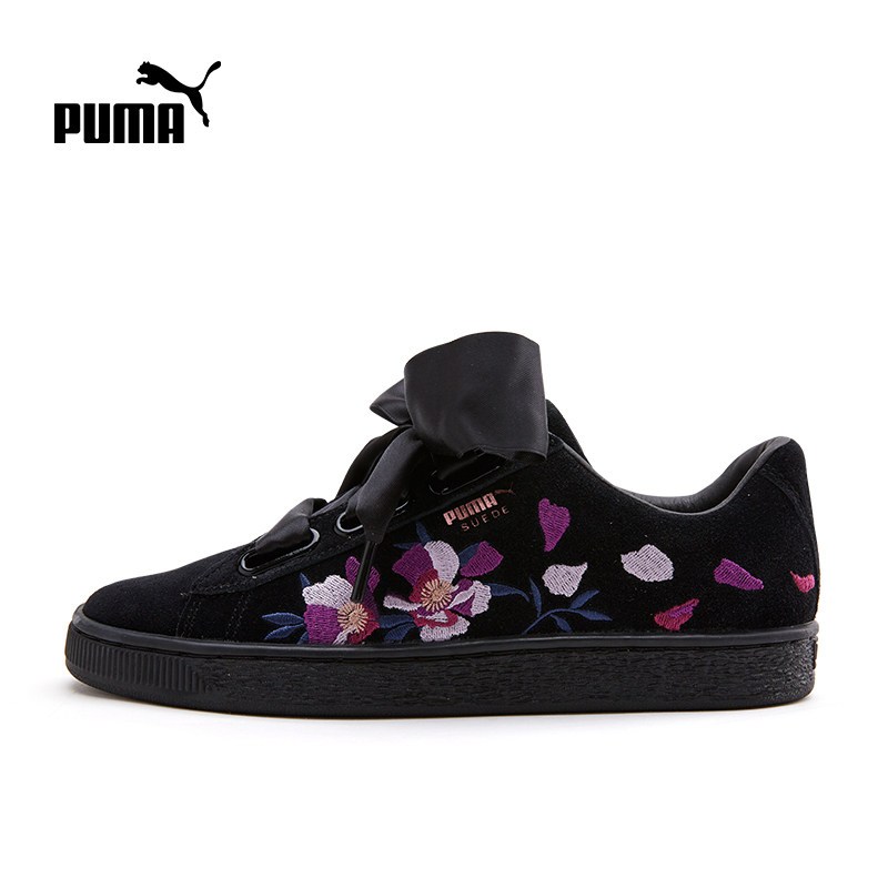 Puma/彪马PUMA彪马2018冬季女士丝带刺绣休闲板鞋36781101 黑色36781101 37.5