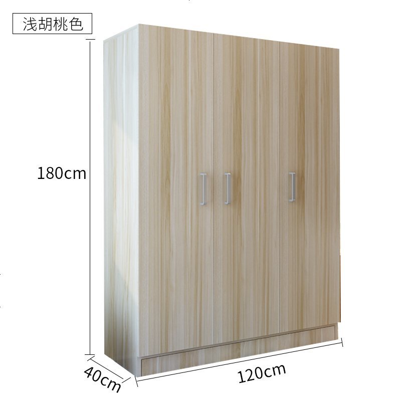 简易衣柜子衣橱收纳柜简约现代经济型实木组装省空间单人儿童衣柜_181_713 3_浅胡桃40深