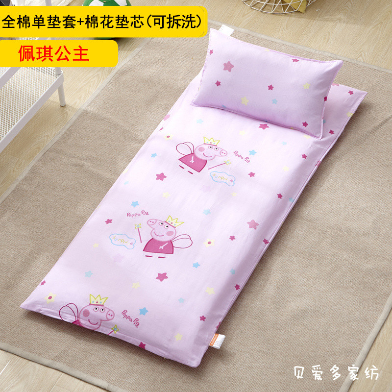 伊花裳语幼儿园床垫全棉可拆洗135x60x120小垫子儿童午睡垫被床褥子88x168_0 60X120垫套+棉花垫芯 公主粉小猪
