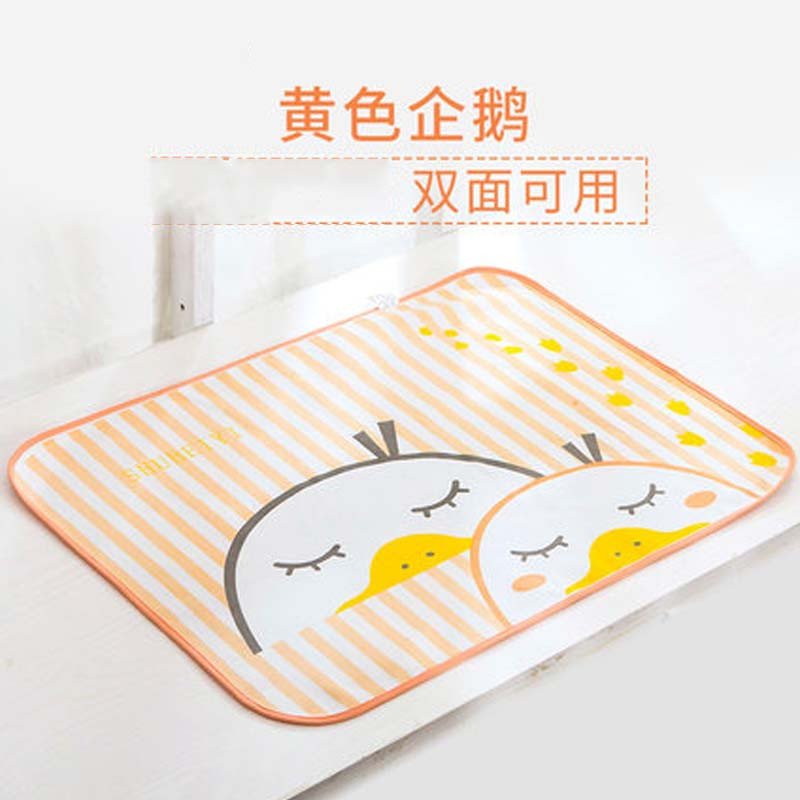 婴儿隔尿垫防水大透气宝宝尿布床垫儿童可洗新生儿用品月经姨妈2017新品简约小清新印花多款多色可选 企鹅50x70cm