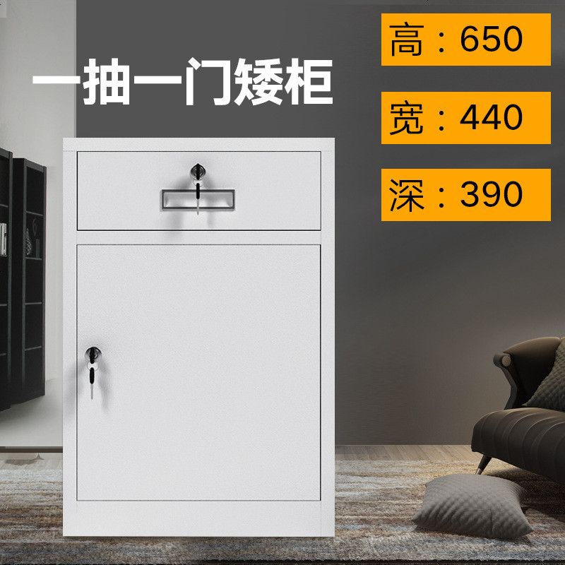 办公文件柜铁皮柜矮柜带锁抽屉储物柜子资料档案柜凭证柜玻璃书柜_531_294 一抽一_柜_0.6mm