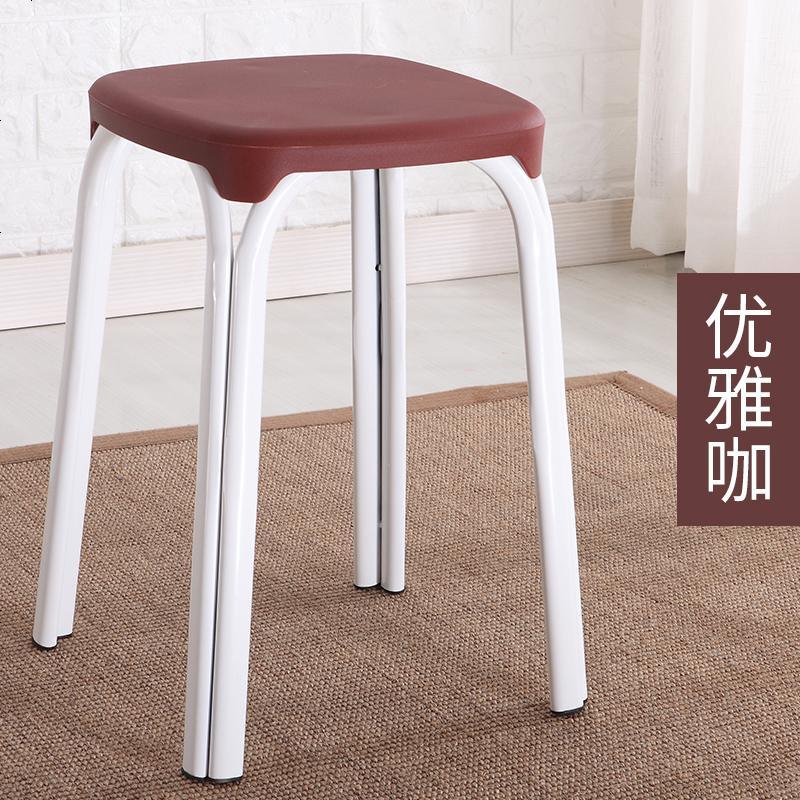 加厚塑料凳子圆高凳子简约时尚创意塑料椅子板凳家用餐桌餐凳成人_343_973 22升级【优雅咖】