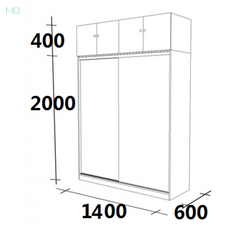 衣柜推拉简约现代实木2整体经济型移滑板式卧室组装定制宽1.6主柜+顶柜2 宽1.4主柜+顶柜