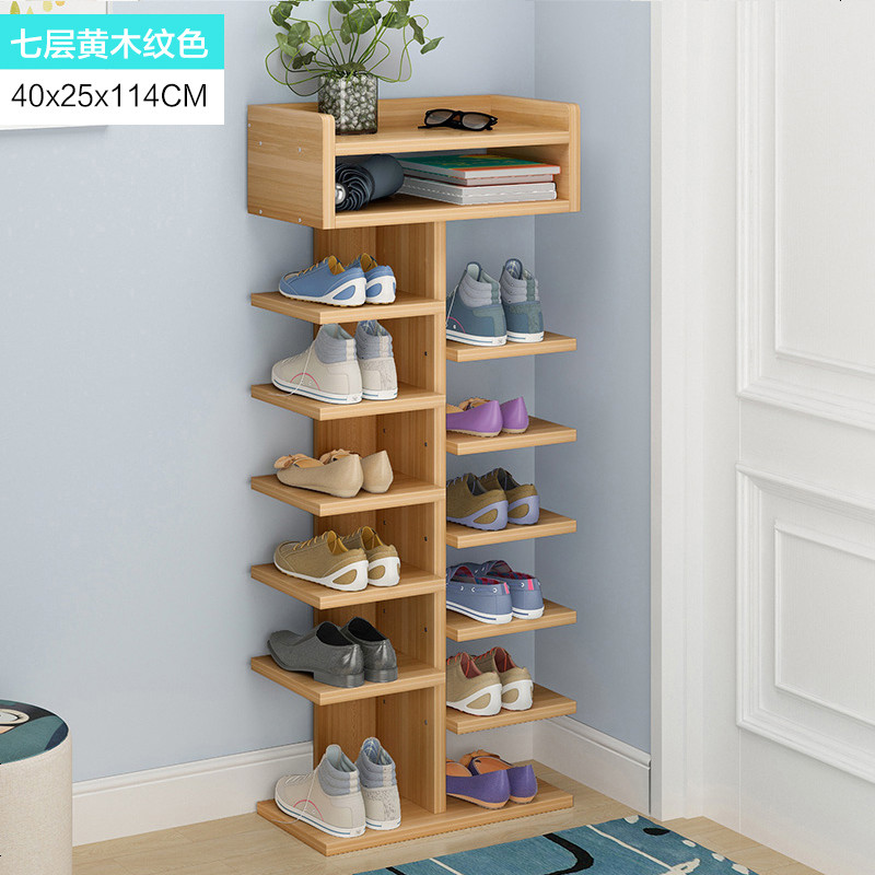 简易鞋架特价经济型多层家用组装鞋柜简约现代置物架多功能储物柜_924_12 7层黄木纹