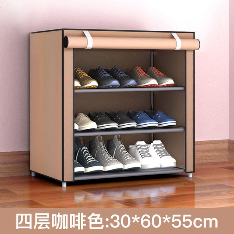 单人迷你小鞋架布艺防尘出租房宿舍大学生寝室简易多层家用布鞋柜_368_960 F4咖啡色