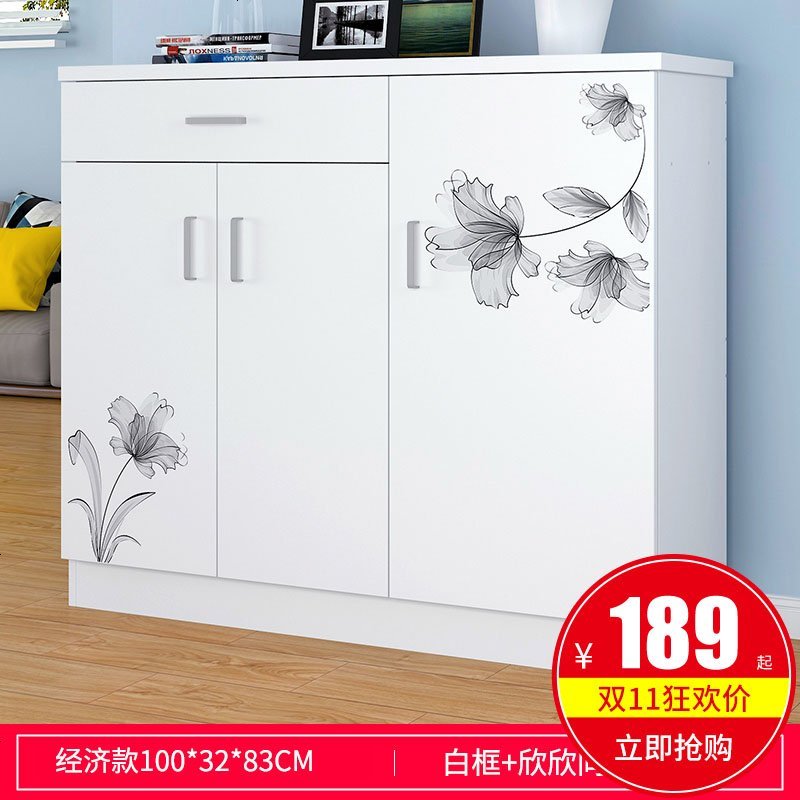 口鞋柜简约现代厅柜鞋架简易经济型省空间家用仿实木储物柜子_115_798 组装_100cm欣欣向荣