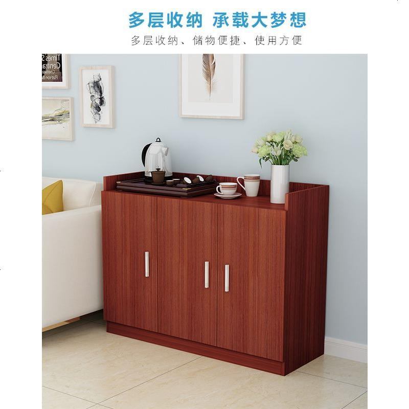 简约欧式茶水柜办公室客厅茶具柜茶柜餐边储物备餐柜茶水桶柜茶台_439_743 柚木色三_105长*35深*80高_4_