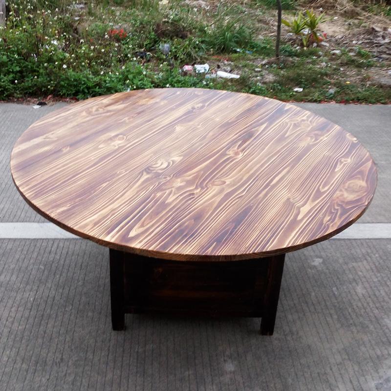 实木碳化快餐桌饭店桌椅组合仿古做旧炭烧火锅桌餐厅酒店宴会圆桌_597_61 1.8米圆桌，箱框架