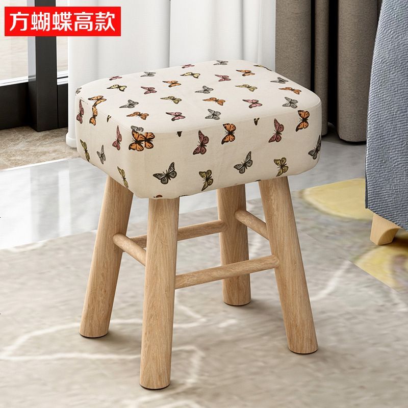 美式全实木梳妆凳欧式化妆凳古筝凳小板凳换鞋矮凳子_950_375 方蝴蝶高款