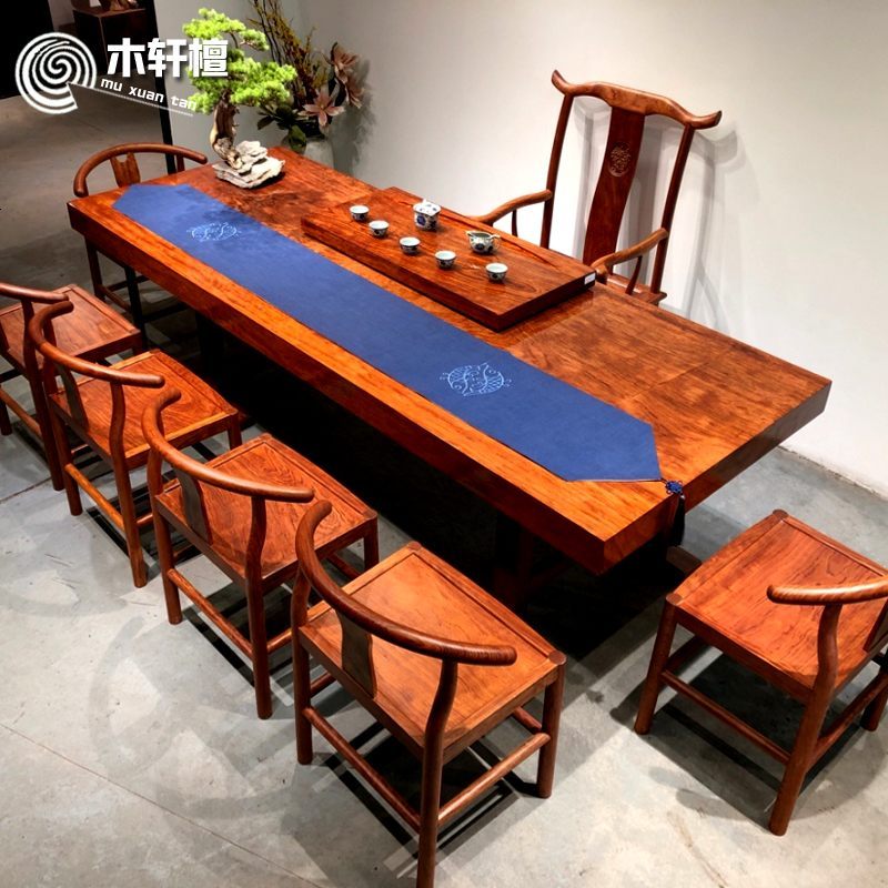 巴花实木大板茶桌原木奥坎黑檀胡桃木花梨餐桌老板桌办公桌大班台 胡桃木专拍