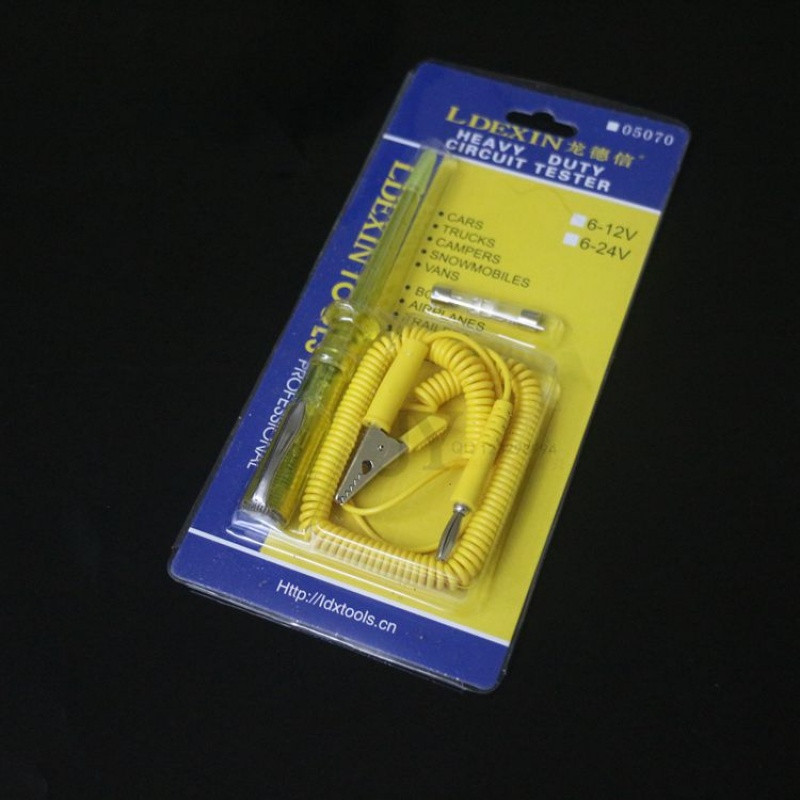 龙德信6-24v黄色弹簧线路电笔测试电笔汽修电路维修检测验电笔 龙德信小弹簧电笔