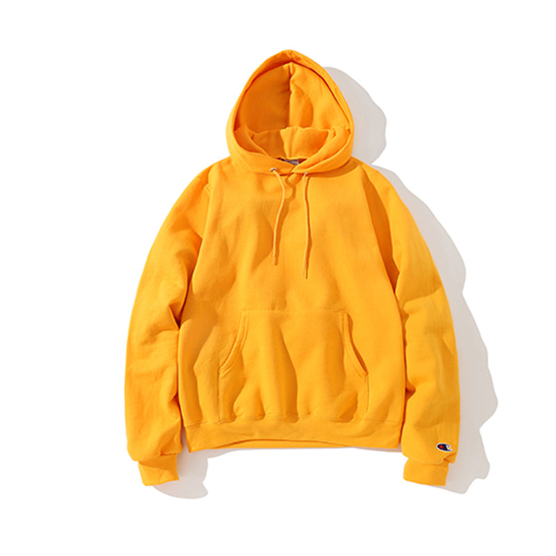 champion 冠军经典18 秋冬加厚连帽套头卫衣刺绣男女情侣款 S700 XL 黄色