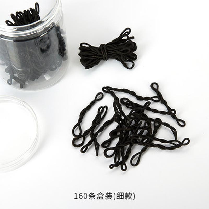 扎头发橡皮筋弹力毛线发圈成人通用简约百搭盘发马尾黑色、彩色头绳女 配饰 160条盒装（细款）
