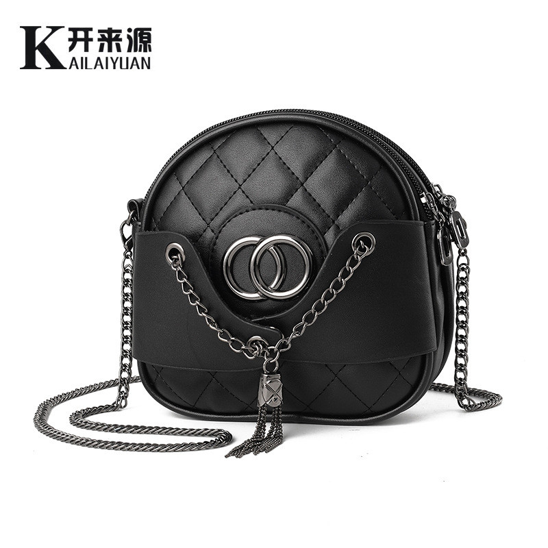 小包包女2018新款潮女包韩版清新小香风时尚单肩斜挎小包一件 黑色