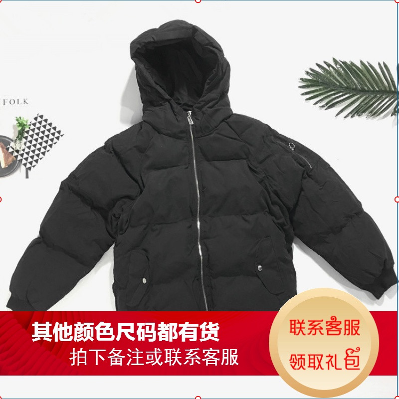 BF风棉服女连帽加厚棉袄2018新款韩版宽松学生面包服棉衣冬季外套_1 XL 黑色